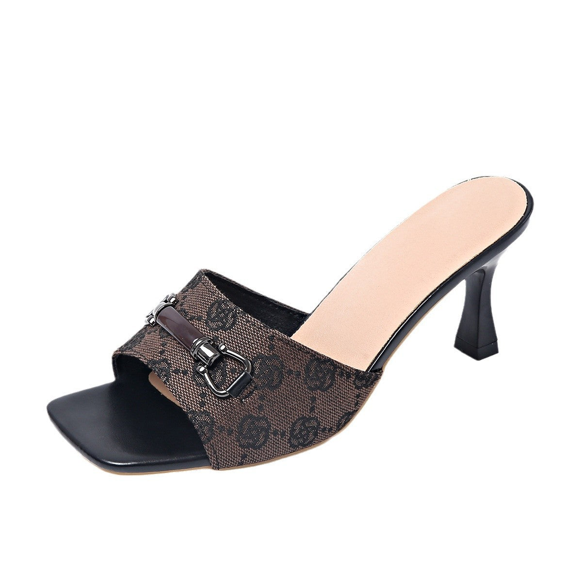 Wholesale high heel women's plus size thin heel square head sandals